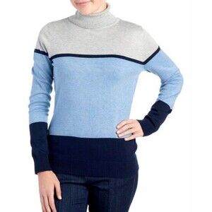 Joseph A Sweater Long‎ Sleeve Turtleneck Pullover Stripes Blue Womens Small NWT